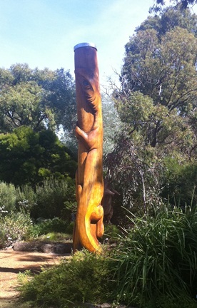 Totem lizard art at Zanthorrea Nursery